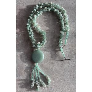 Vintage Aventurine Beaded And Stone Necklace 22”